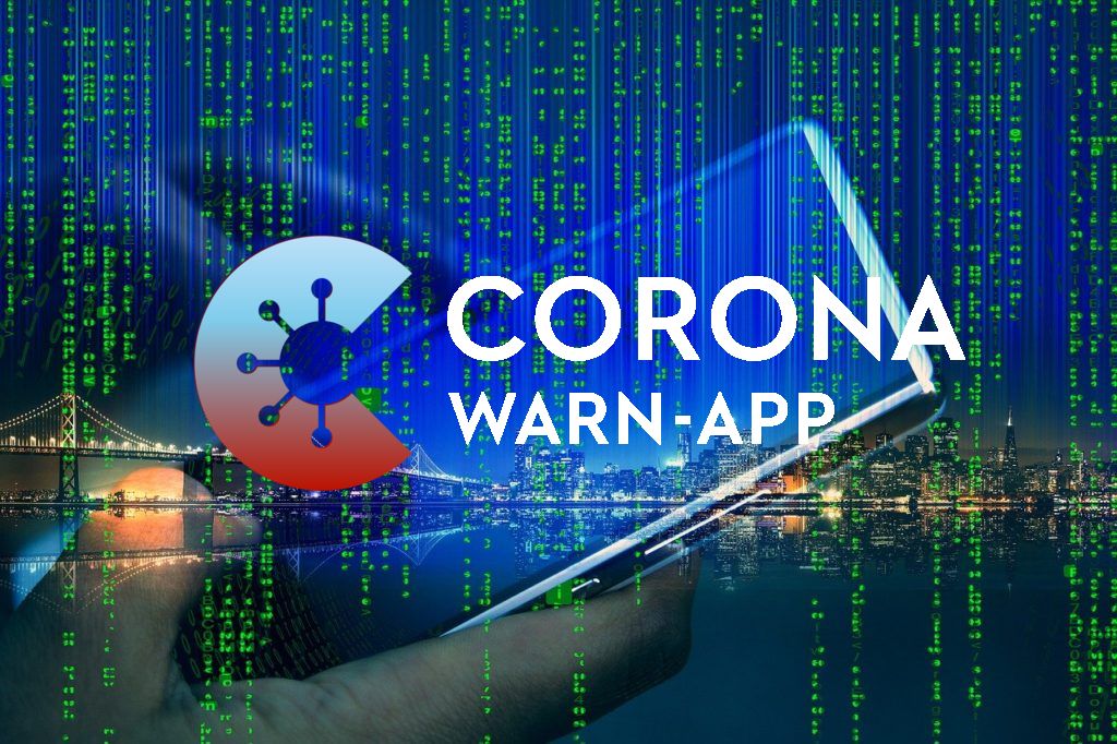 Smartphone City Skyline Hand - Corona Warn App