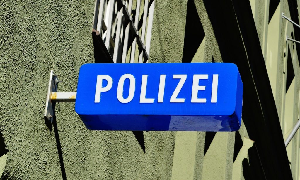 police, police station, sign