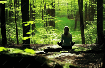 Yogafrau im Park unter Bäumen